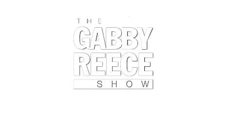 The logo for The Gabby Reece Show, written in a white, outlined font.