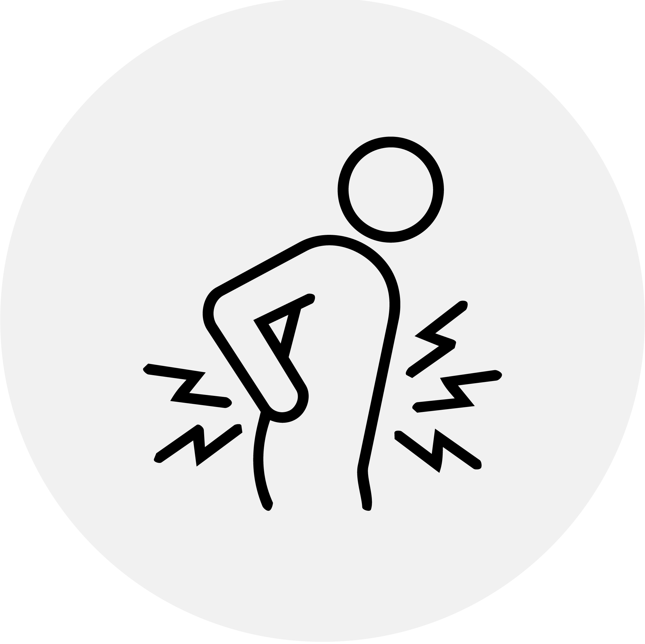 A line icon of a person holding their lower back in pain.