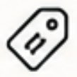 A black outline icon of a price tag with two vertical lines inside.