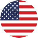 A circular icon depicting the flag of the United States of America.