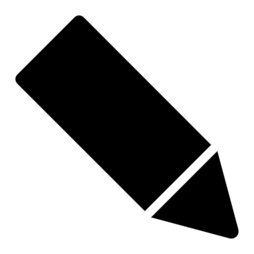 A simple black icon of a pencil, tilted diagonally.