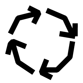 Four thick black arrows arranged in a circle, pointing clockwise in a continuous loop.