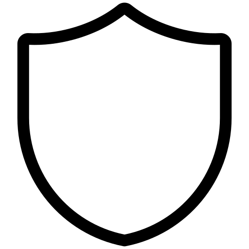 A black outline of a shield icon on a white background.