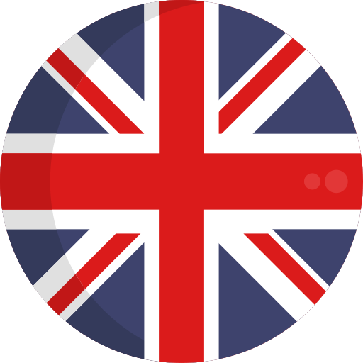 Circular icon of the United Kingdom flag.