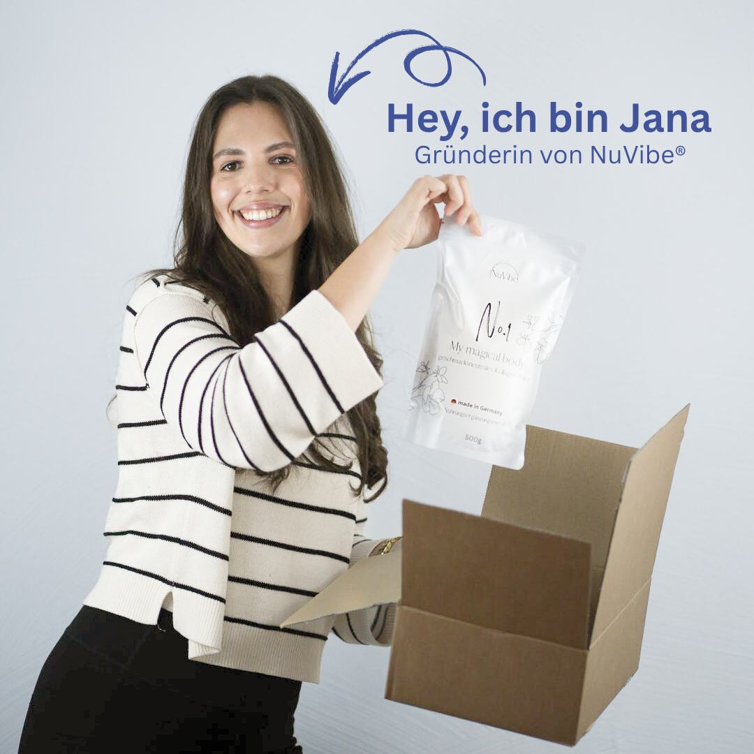 Smiling woman holding a product package next to an open cardboard box.