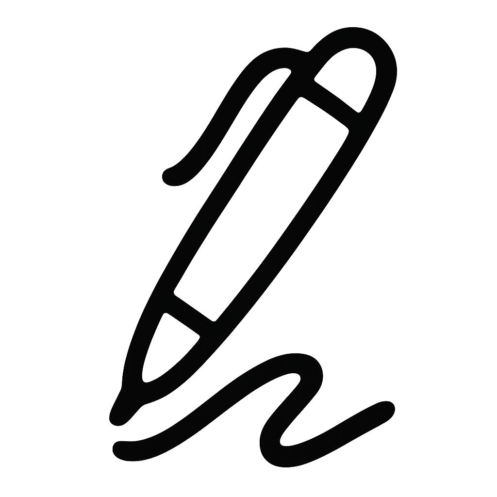 Illustration of a pen drawing a wavy line on a dark background.