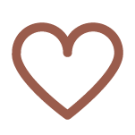 Simple brown heart icon on a white background.