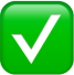 A green square with a white checkmark in the center.