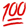 The number 100 underlined twice in red, also known as the 100 points emoji.