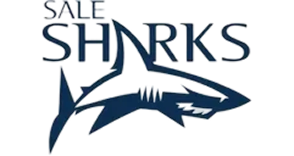 The Sale Sharks rugby team logo, which features a stylized blue shark under the team name.