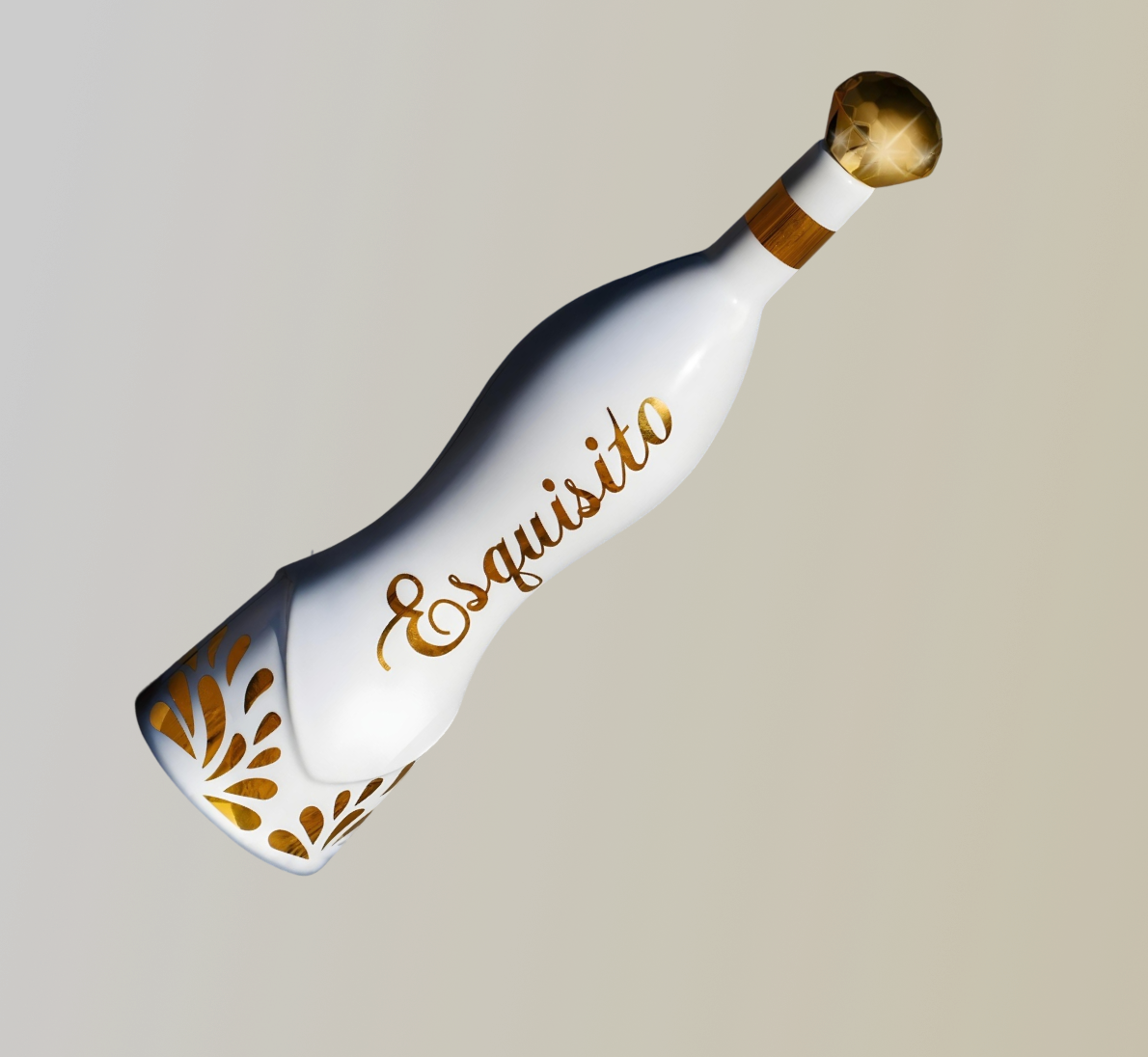 White bottle with 'Esquisito' in gold lettering on a gradient background.