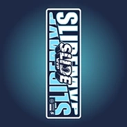 A vertical logo for 'Slip N Slide Streets' in light blue and white on a dark blue background.