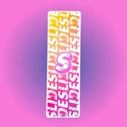The Slides logo featuring a stylized 'S' over repeated text on a banner with a pink gradient background.