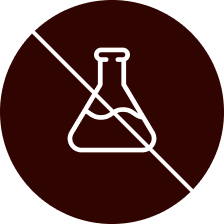 Icon of a crossed-out laboratory flask on a dark background.