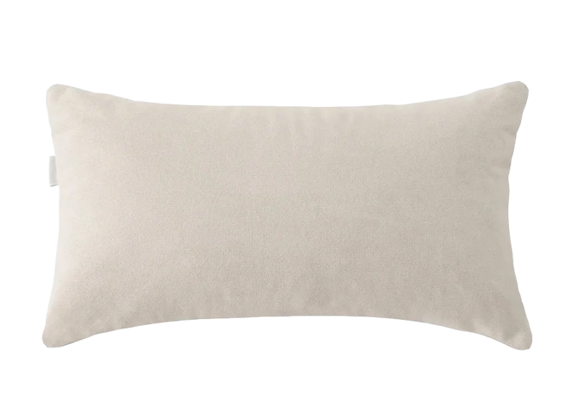 A rectangular, off-white pillow with a soft texture, shown against a plain white background.