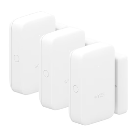Three white rectangular electronic devices with a small button and LED indicator.