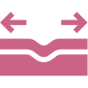 Pink icon with two arrows pointing left and right above a wavy line.