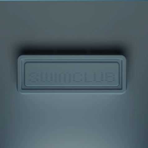 A gray rectangular plate embossed with the text '@modclubs' in a digital font.
