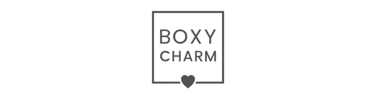 BoxyCharm logo with a heart symbol at the bottom.