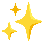 Three yellow sparkling stars on a transparent background.