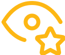 Yellow eye icon with a star in the corner.