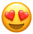 Smiling face emoji with heart-shaped eyes.