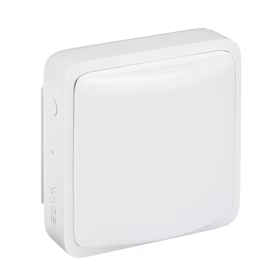 White square electronic device with a button on the side.