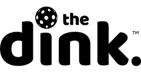 The logo for 'the dink.' featuring a black and white pickleball over the letter 'i'.
