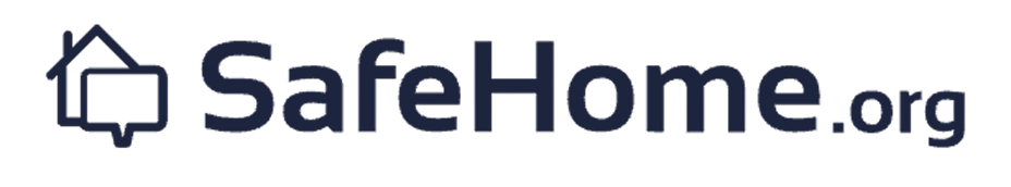 Logo of SafeHome.org with a house and speech bubble icon.