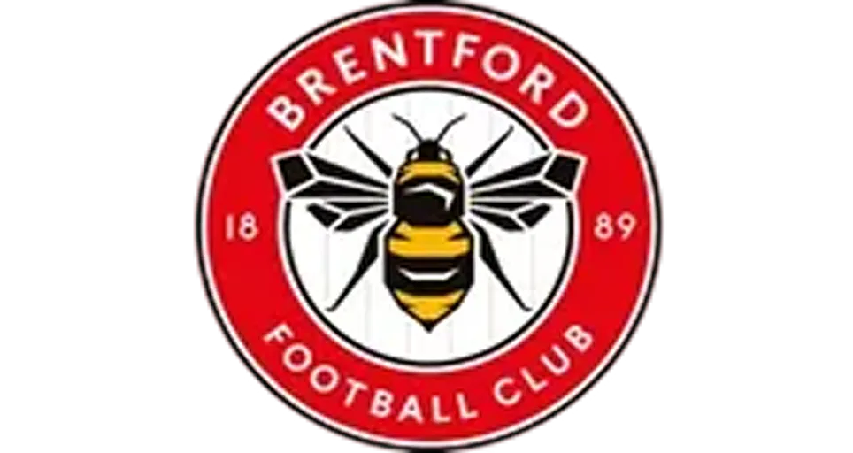 The logo for Brentford Football Club, featuring a large bee in the center of a circular crest.