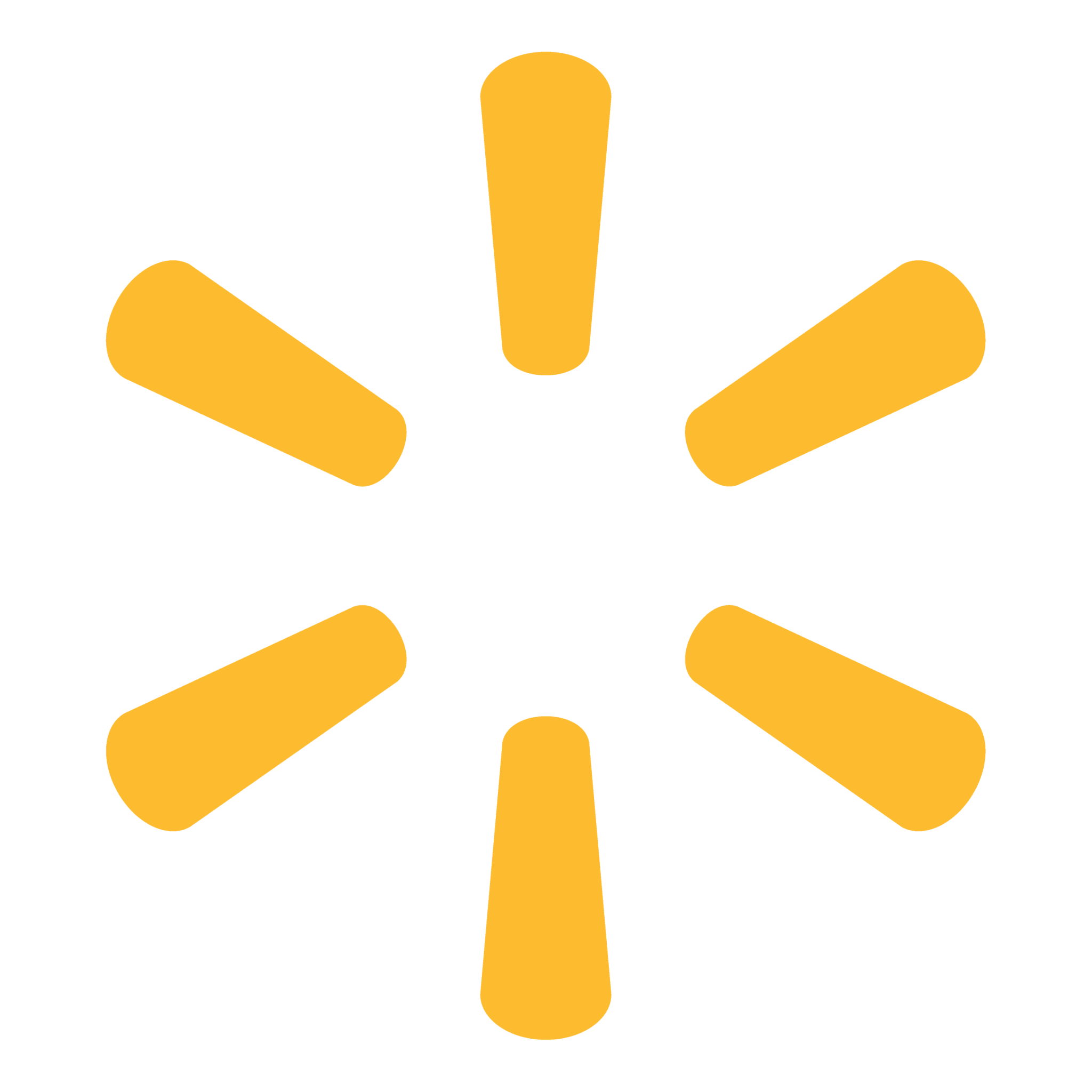 Yellow sunburst shape on a transparent background.