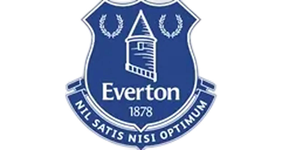 The official crest of Everton Football Club, a blue shield with a tower and a Latin motto.