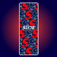 The word SLIDE over a repeating background pattern of red and blue letter S's.
