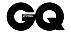 The black and white logo for GQ Australia.