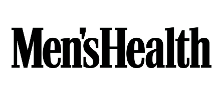 The Men's Health logo in black serif font on a dark green background.