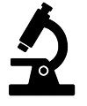 Silhouette of a microscope on a white background.