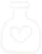 A white heart inside a potion bottle icon on a gray background.
