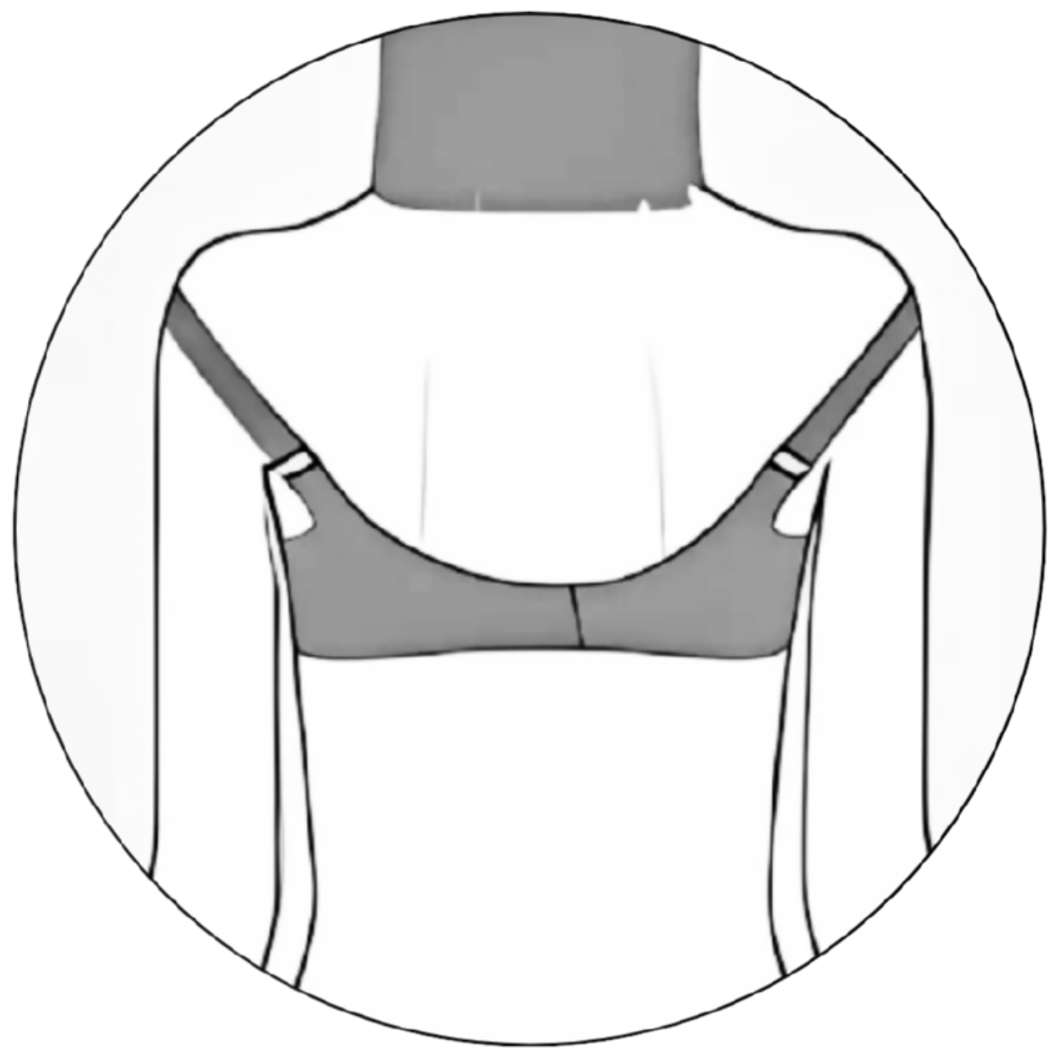 Illustration of a person wearing a bra from the back.