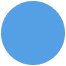 A solid blue circle on a white background.