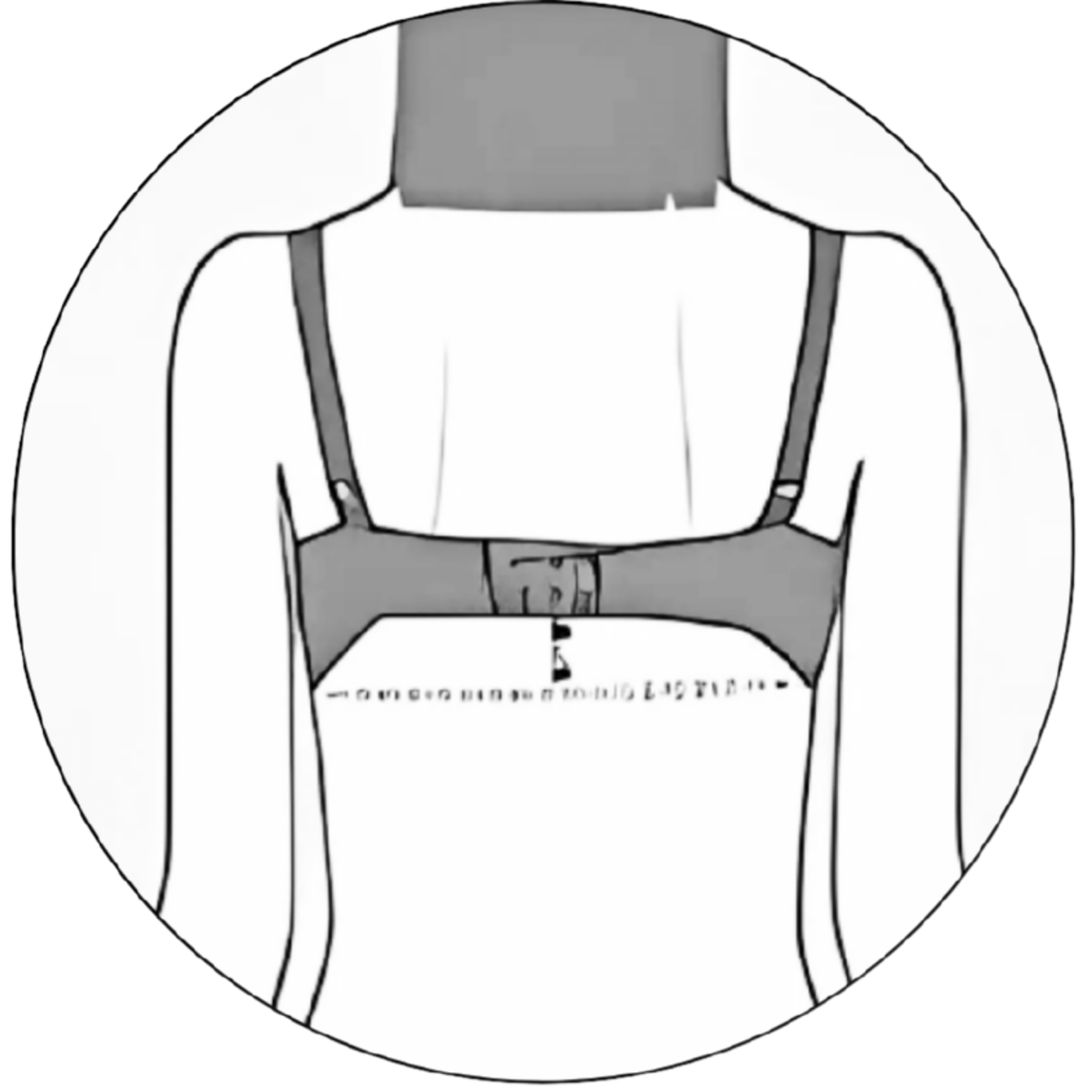 Illustration of a person wearing a bra viewed from the back.