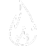 White flame icon on a black background.