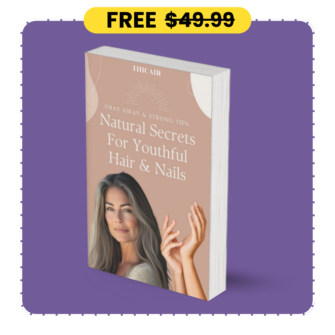 Book cover titled 'Natural Secrets For Youthful Hair & Nails' with a woman's image.
