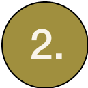 Gold circle with the number 2 in white on a black background.