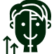 Icon of a smiling face with arrows pointing upwards.