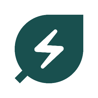 Green leaf with a black lightning bolt symbol inside.