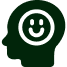 Silhouette of a head with a smiley face inside.