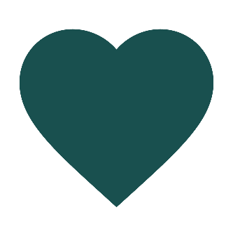Solid teal heart shape on a white background.