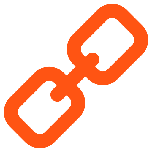 An orange icon of two interlocked chain links.