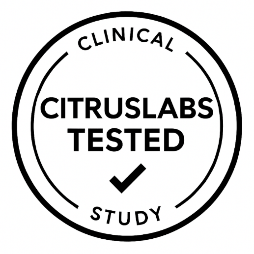 Circular badge with 'Citruslabs Tested' and a check mark.