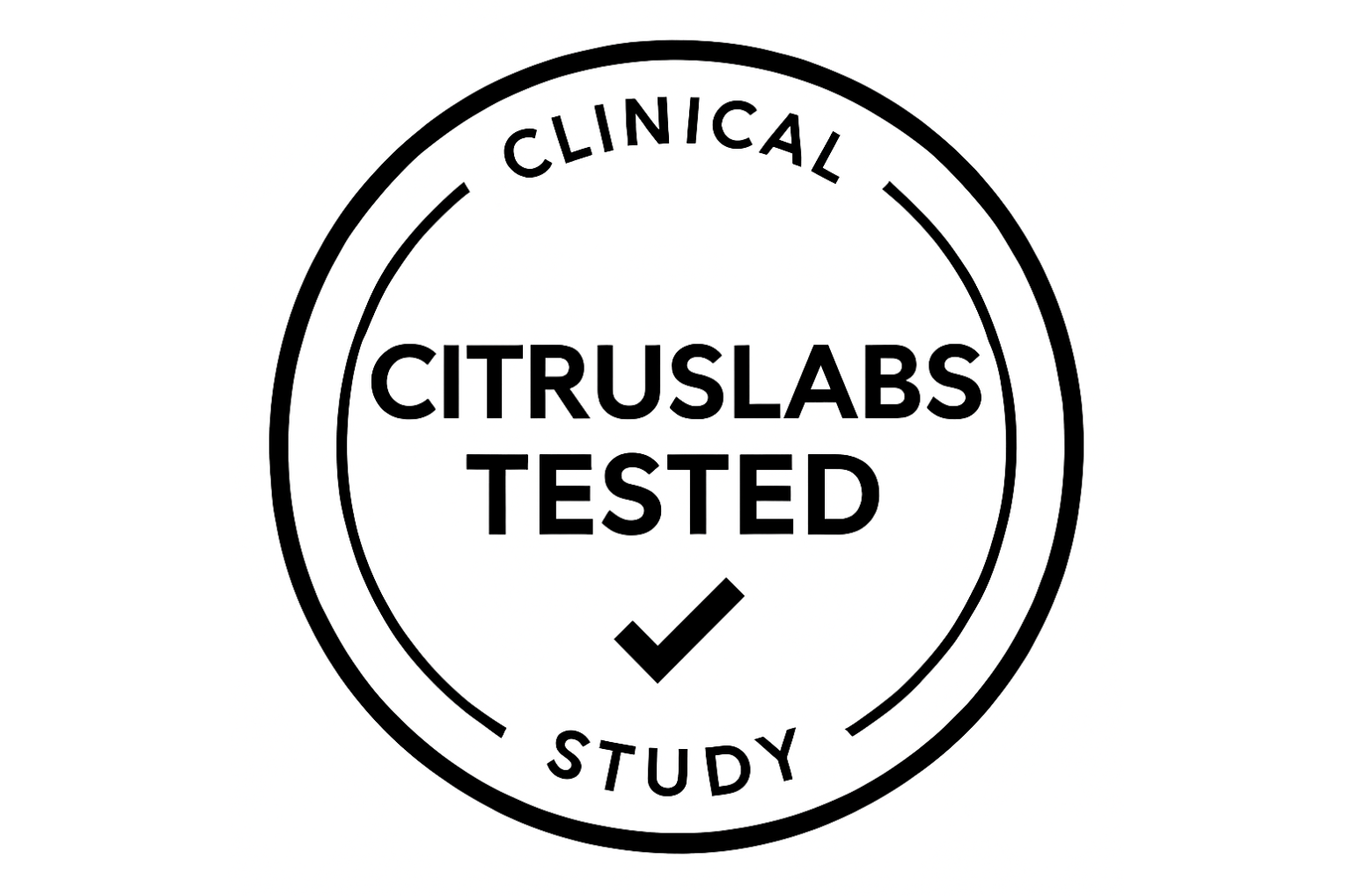 A circular badge with text 'CITRUSLABS TESTED' and a checkmark in the center.